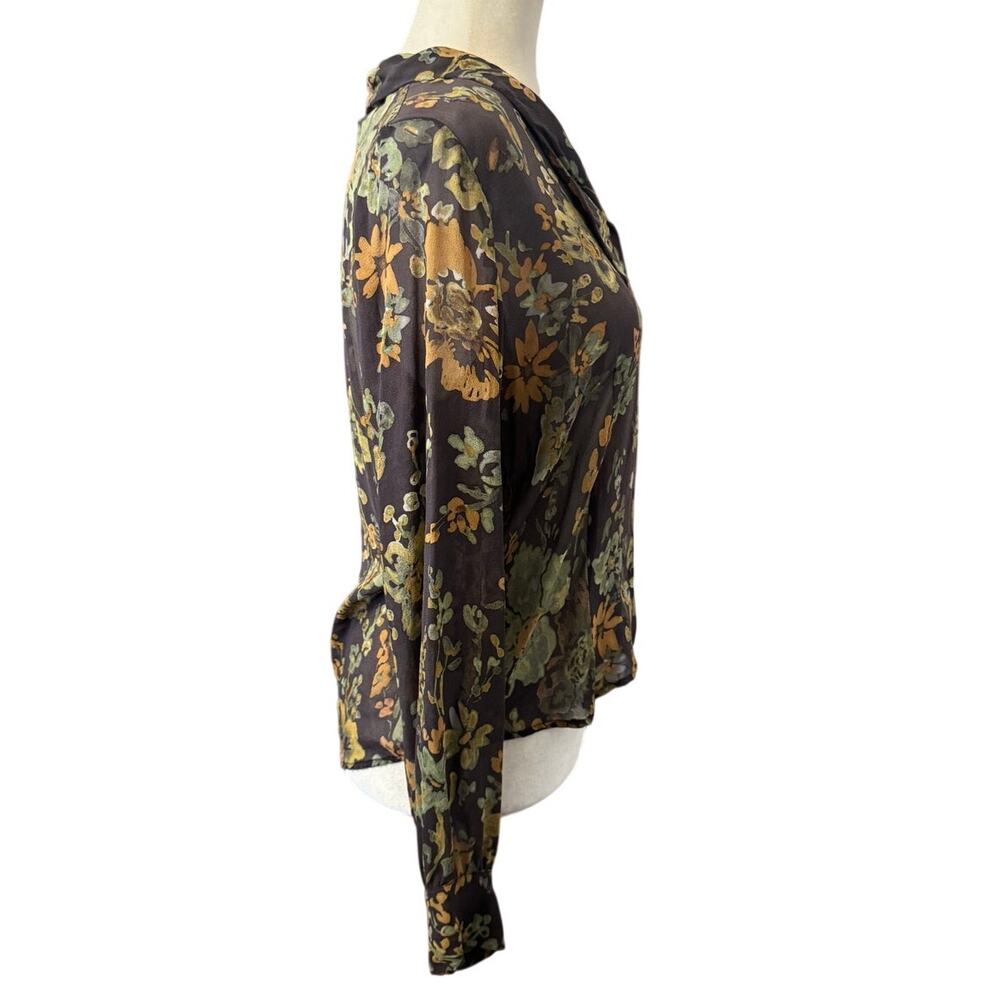 Pendleton Sheer Fall Floral Silk Button Front Blo… - image 3